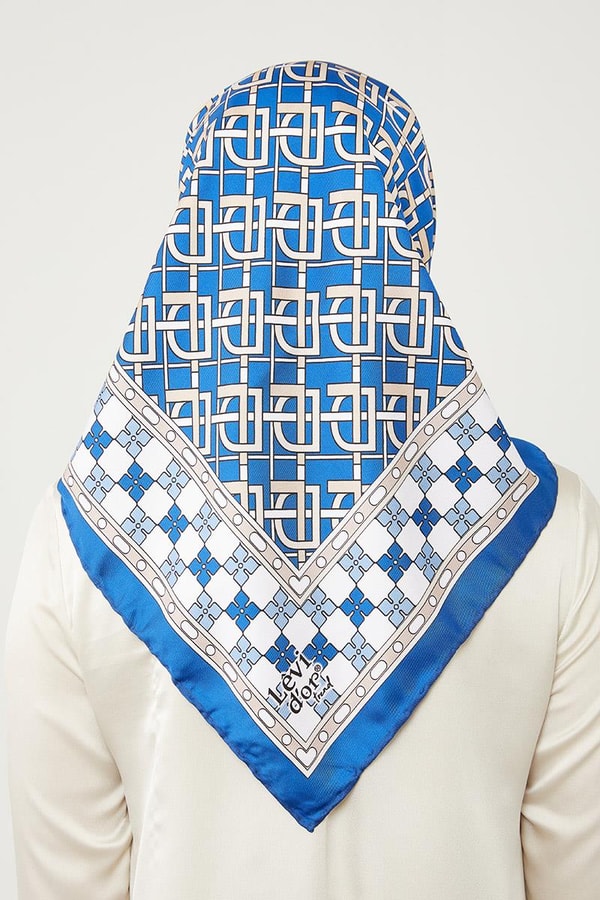 İndigo LVD Baskılı Trend Twill Eşarp