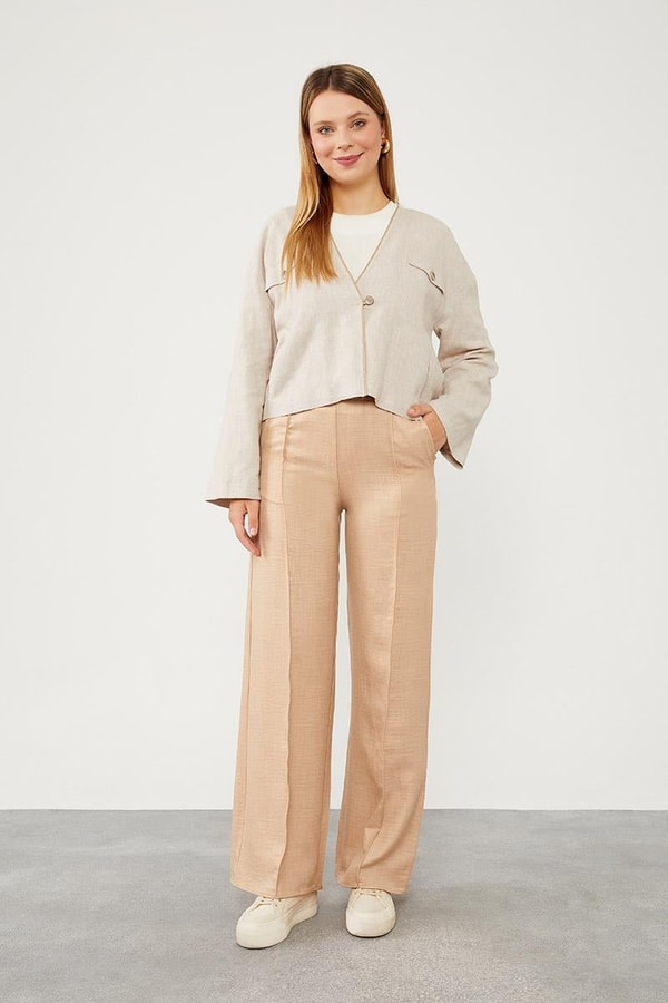 K.Taş Belli Lastikli Çizgi Detay Pantolon