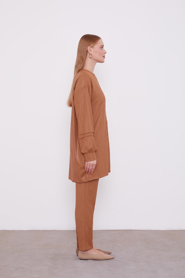 Kahve Cep Detaylı Aerobin İkili Takım