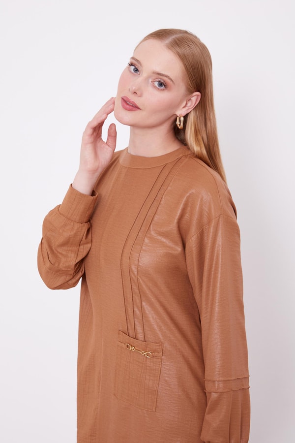 Kahve Cep Detaylı Aerobin İkili Takım