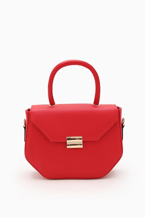 Kırmızı Geometrik Tasarım El Çantası