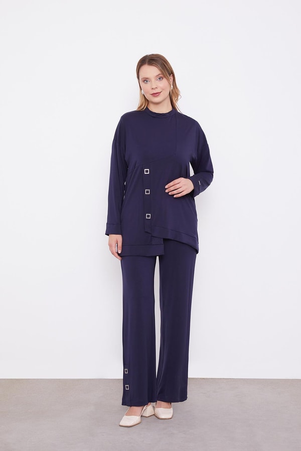 Lacivert Asimetrik Kesim İkili Takım