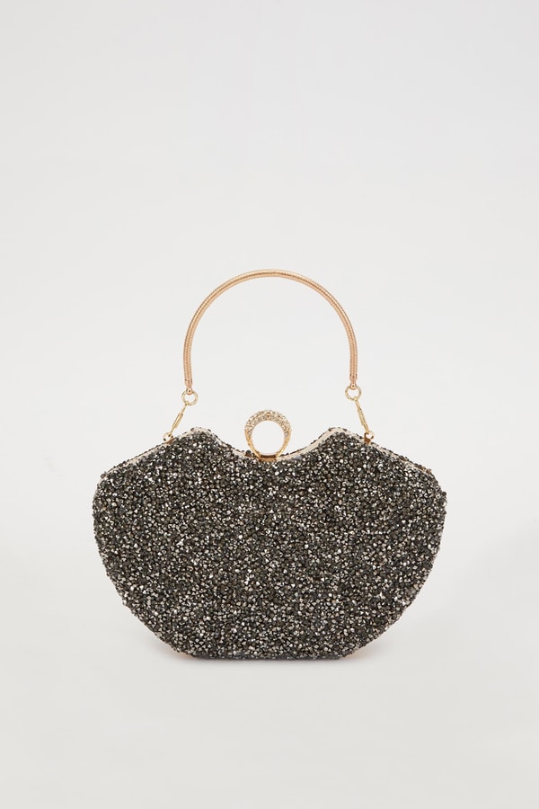 Mini Platin Metal Askılı Abiye Çanta