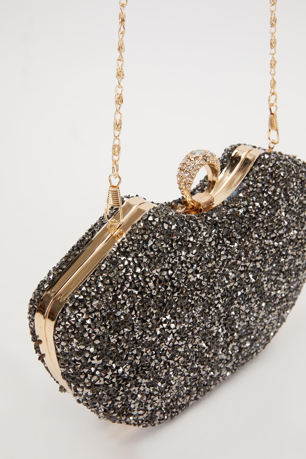 Mini Platin Metal Askılı Abiye Çanta