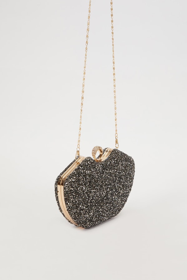 Mini Platin Metal Askılı Abiye Çanta