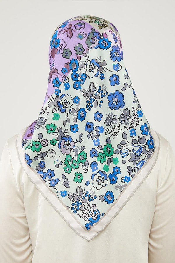 Mint Yeşili Mine Çiçeği Trend Twill Eşarp