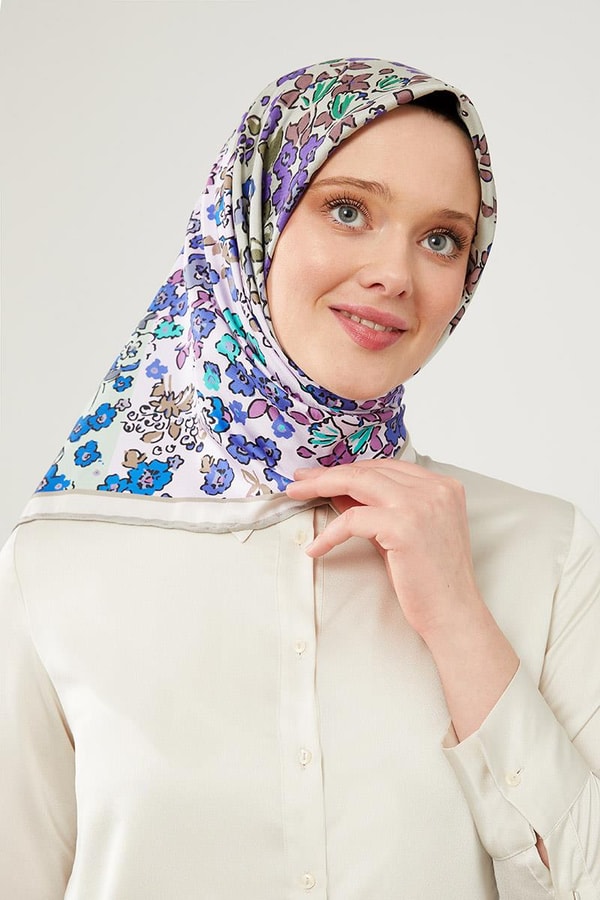 Mint Yeşili Mine Çiçeği Trend Twill Eşarp