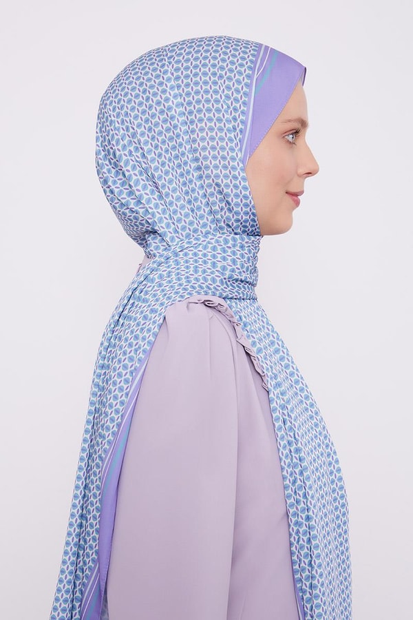 Mor Elips Desen Club Şal