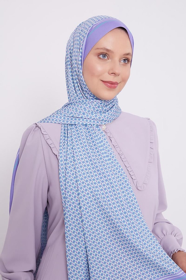 Mor Elips Desen Club Şal