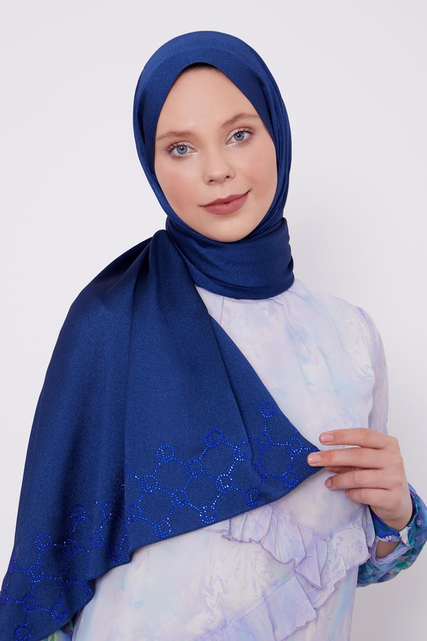 Saks Altıgen Desen Diamond Şal