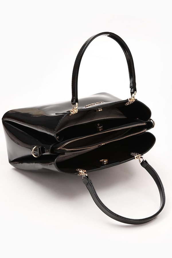 SİYAH - RUGAN Üç Bölmeli El Çantası