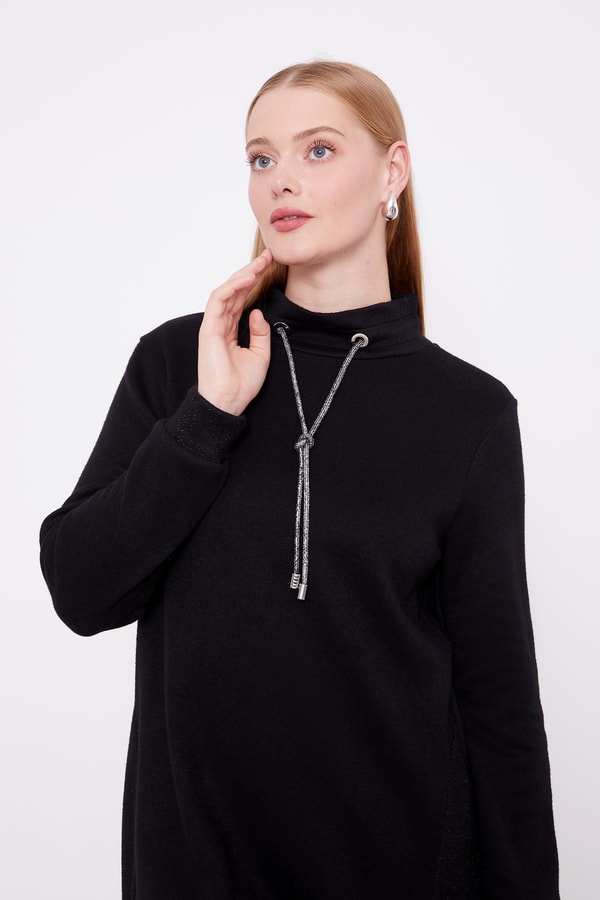 Siyah Simli Kaşmir Kumaş İkili Takım