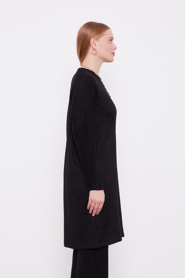 Siyah Simli Triko Tunik