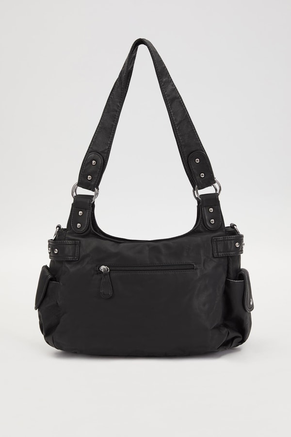 Siyah Zımba Detaylı Omuz Çantası