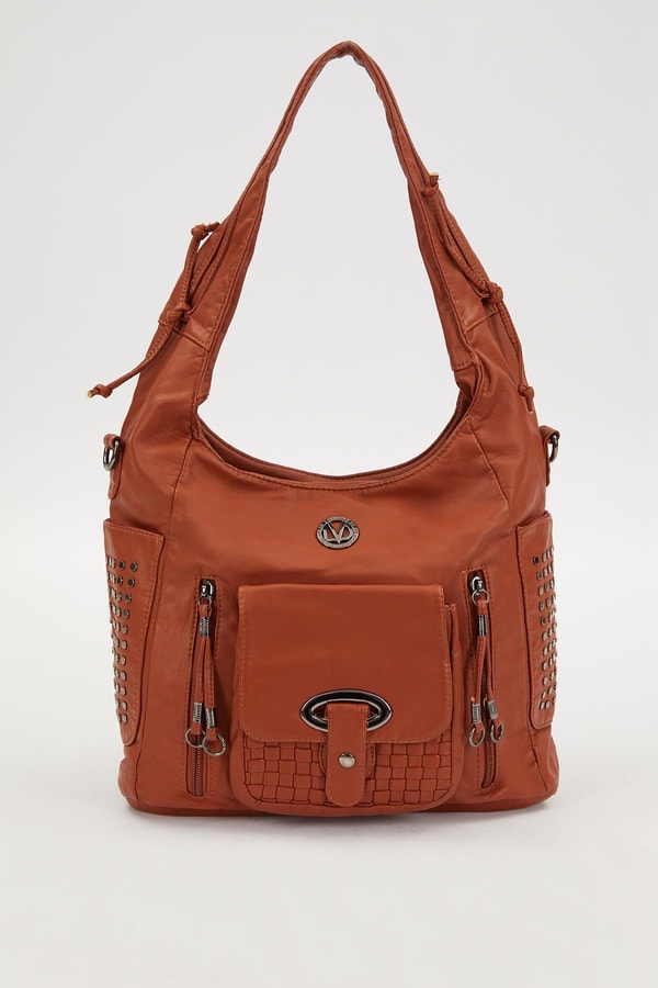 Taba Yanları Zımbalı Omuz Çantası