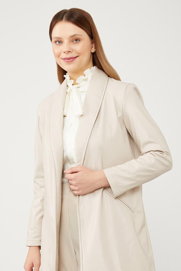 Taş Blazer Astarsız Suni Deri Ceket