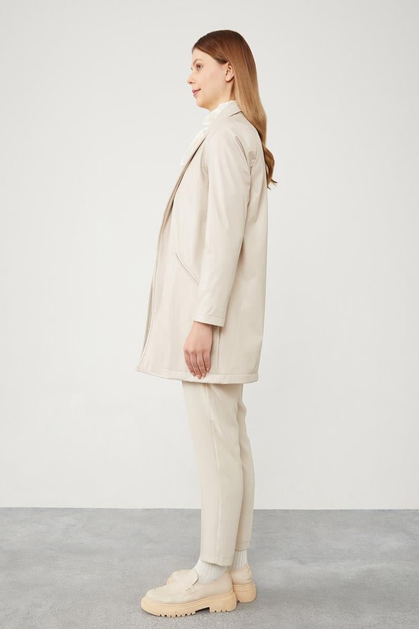 Taş Blazer Astarsız Suni Deri Ceket