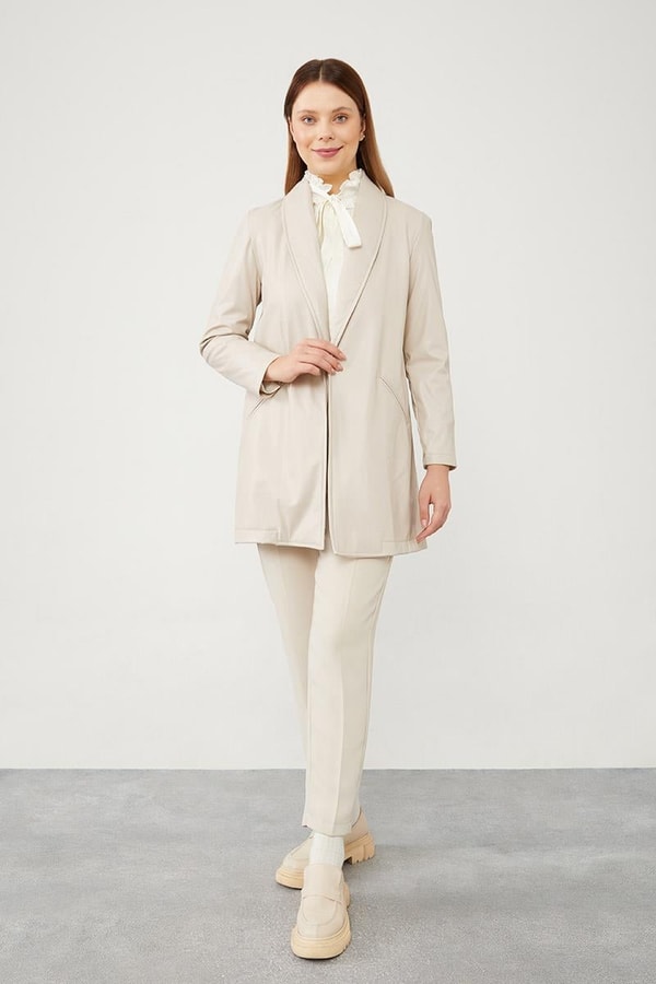 Taş Blazer Astarsız Suni Deri Ceket