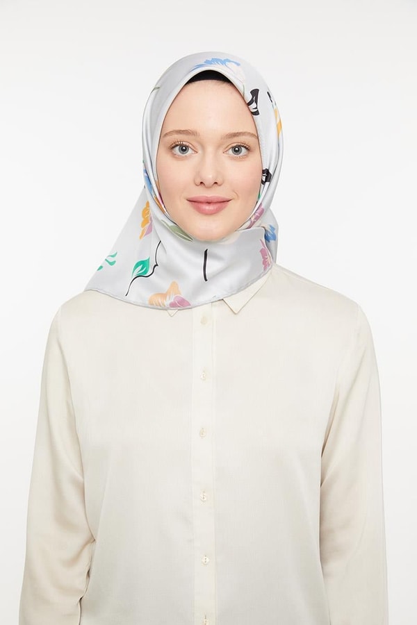 Taş Çiçekli Trend Twill Eşarp