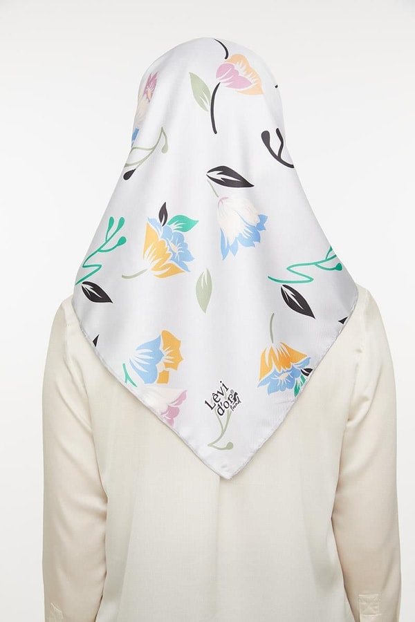 Taş Çiçekli Trend Twill Eşarp