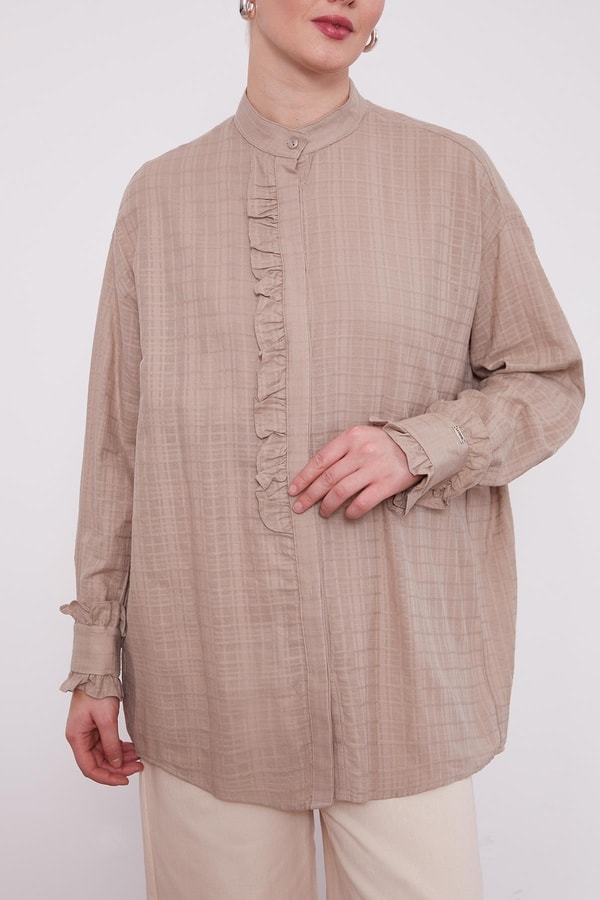 Vizon Patı Fırfırlı Gömlek