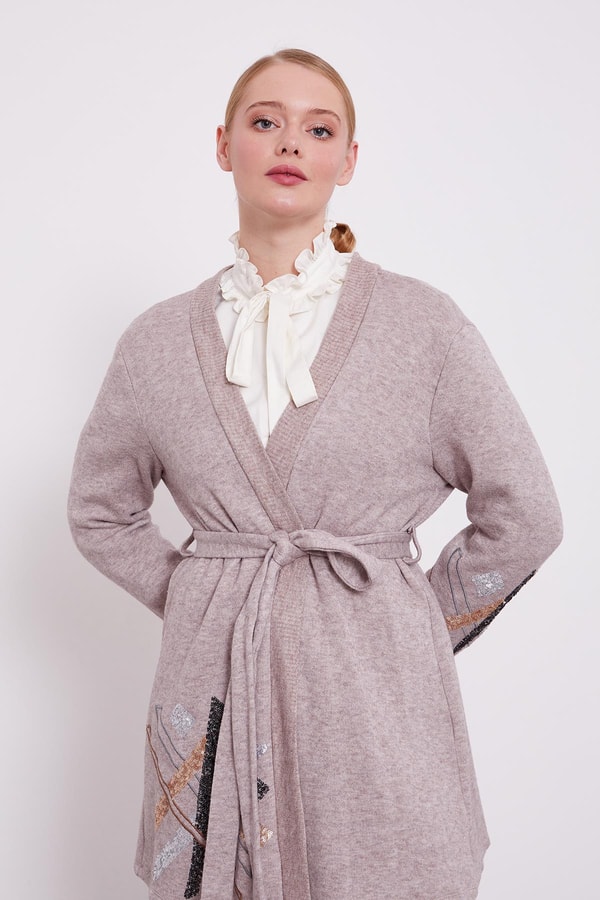 Vizon Payet İşlemeli Kaşmir Hırka