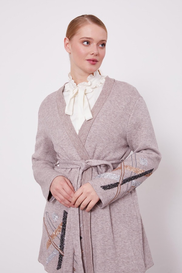 Vizon Payet İşlemeli Kaşmir Hırka