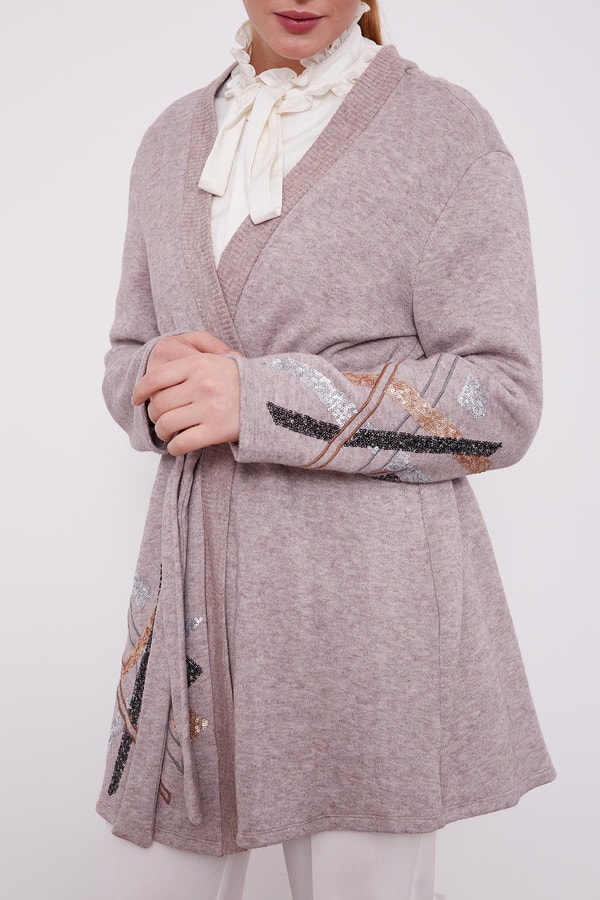 Vizon Payet İşlemeli Kaşmir Hırka