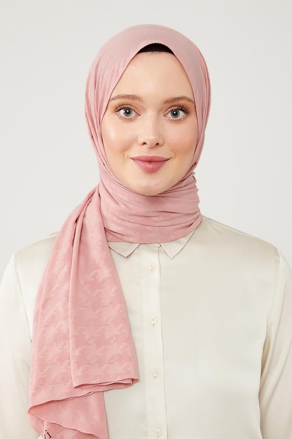 Yavruağzı Jakarlı Puzzle Desen Elegance Şal