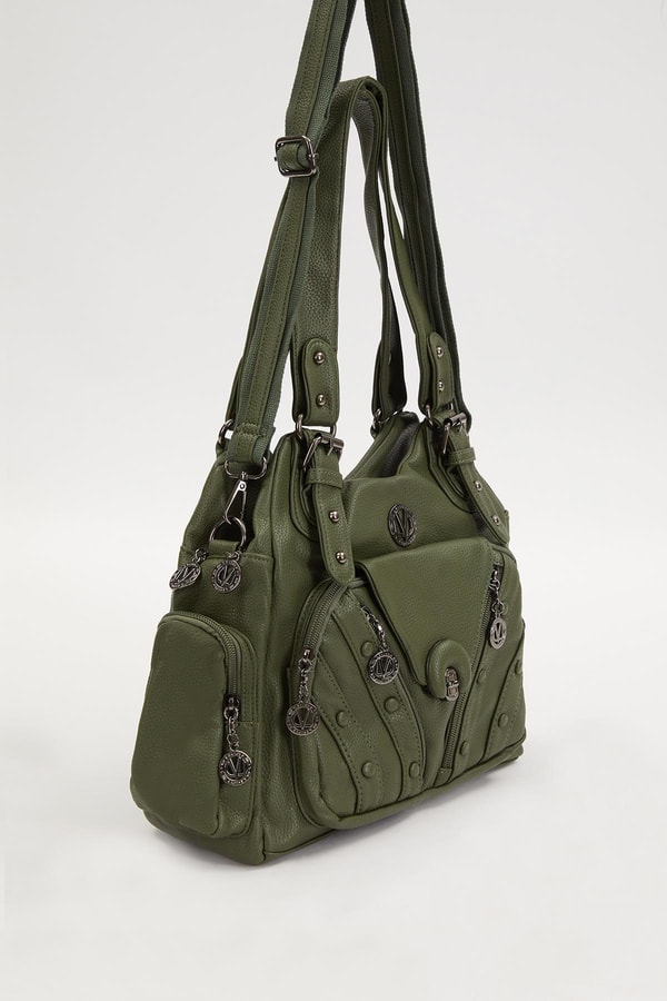 Yeşil Zımba Kemer Askılı Omuz Çantası