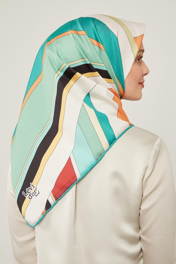 Zümrüt Yeşili Kalın Çizgili Eşarp