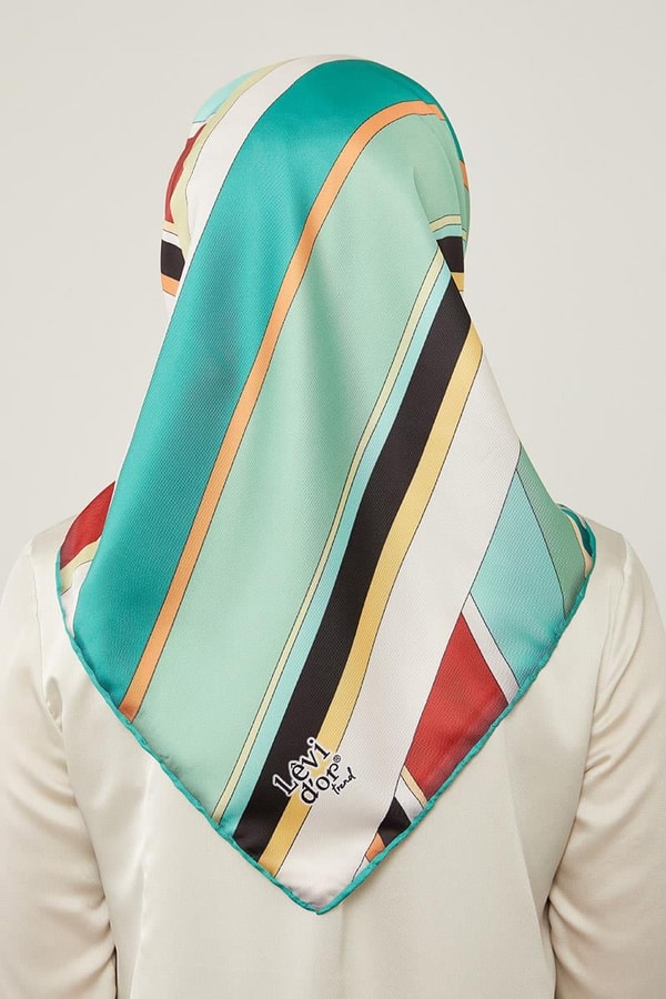 Zümrüt Yeşili Kalın Çizgili Eşarp