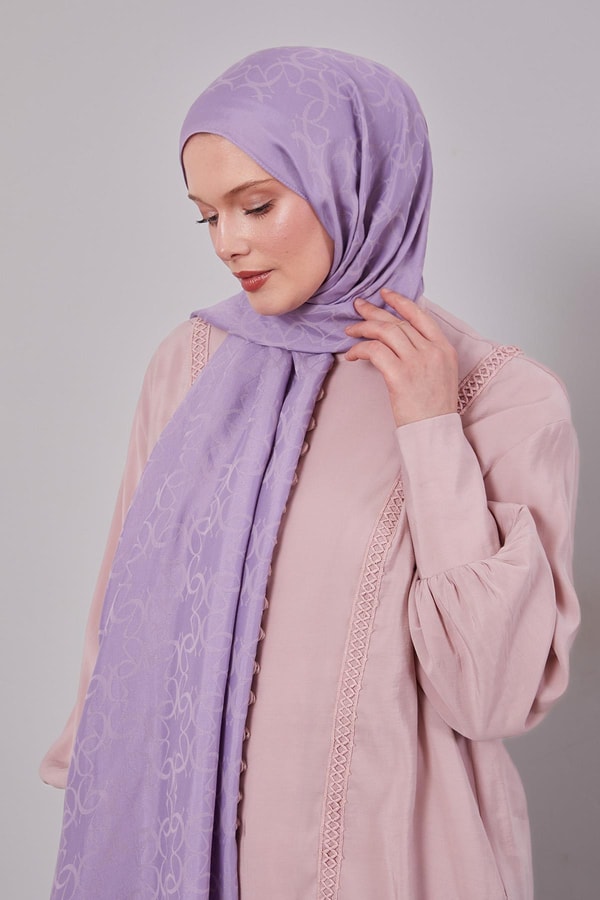 Lila Geometrik Desen Grazia Şal