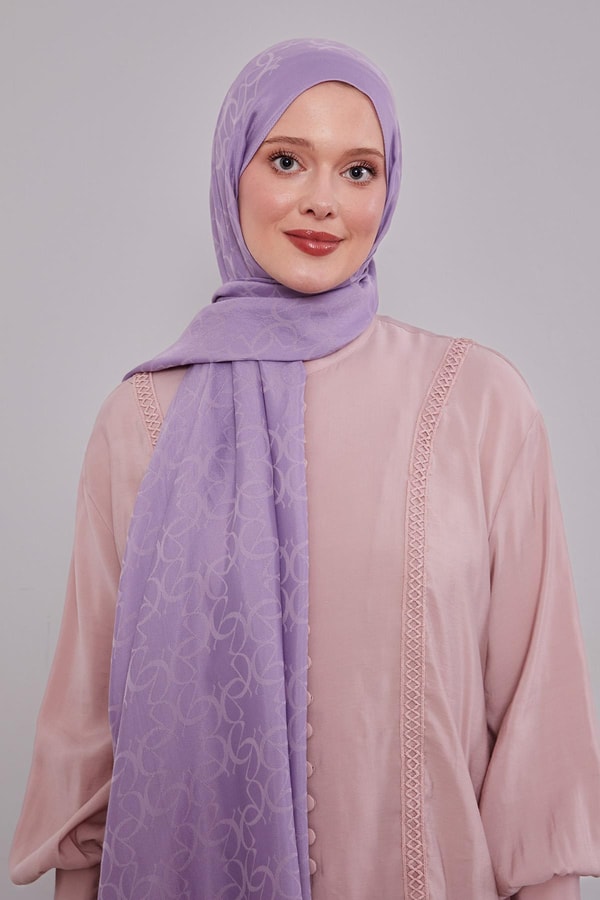 Lila Geometrik Desen Grazia Şal