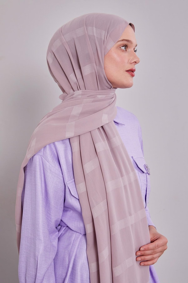 Lila Kendinden Çizgili Dream Şal