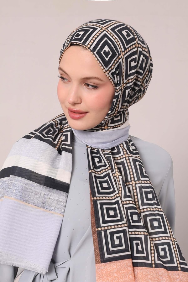Lila Yıldız Desen Pamuk Şal