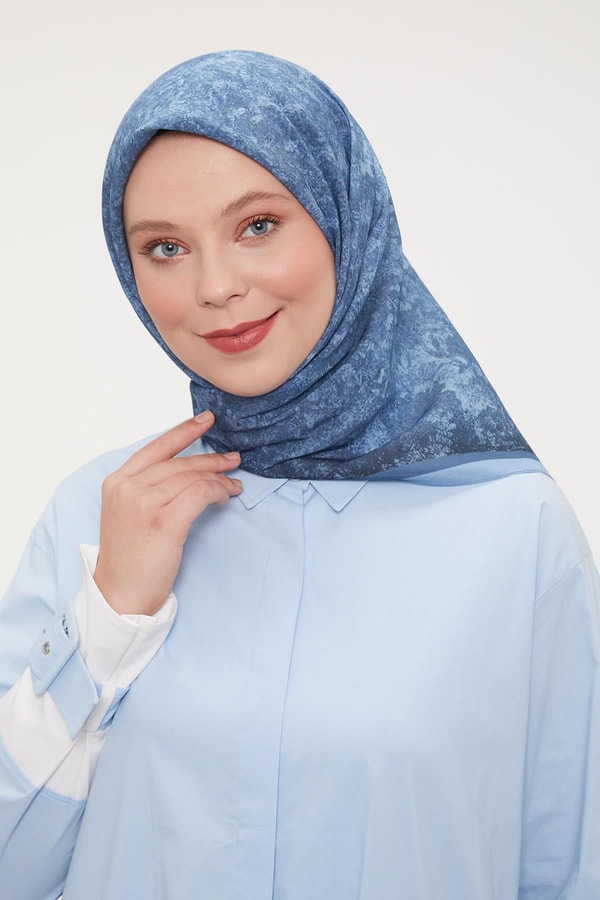 Mavi Ebruli Aura Eşarp