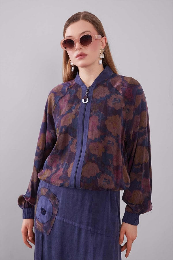 Mavi Ebruli Desenli Cupra İkili Takım