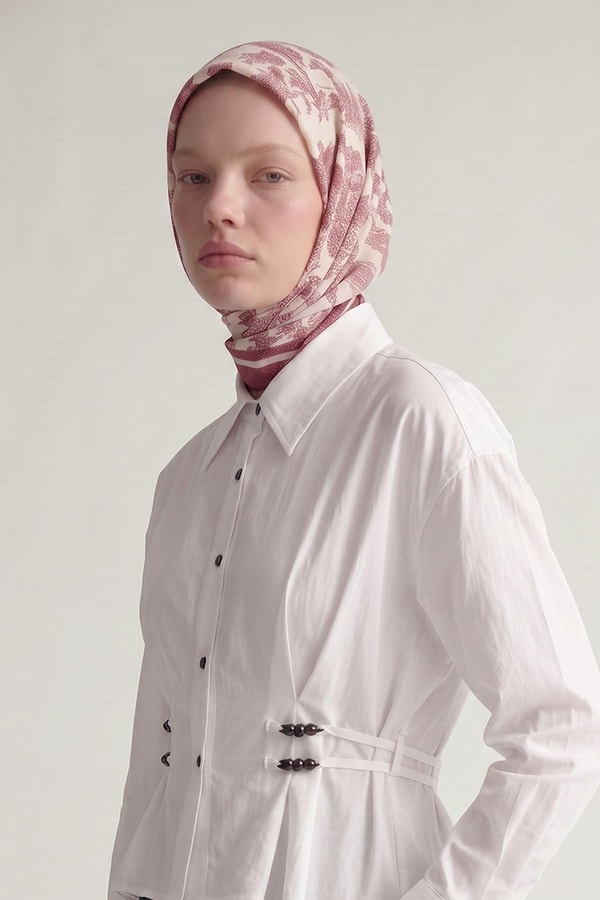 Doğa Desen Elya Eşarp Menekşe