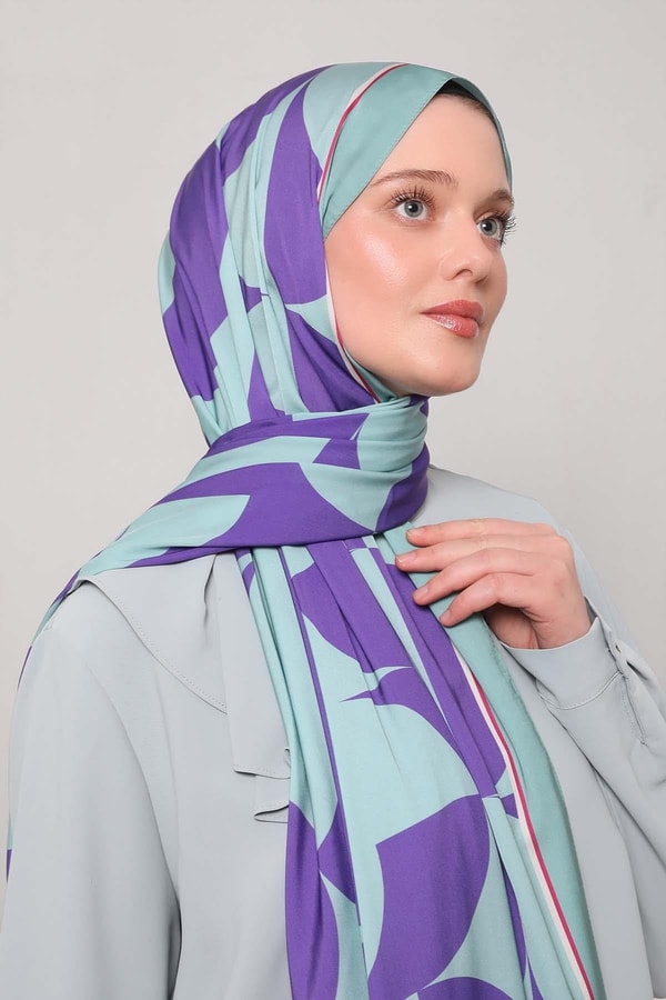 Mint Yeşili Dairesel Desen Club Şal