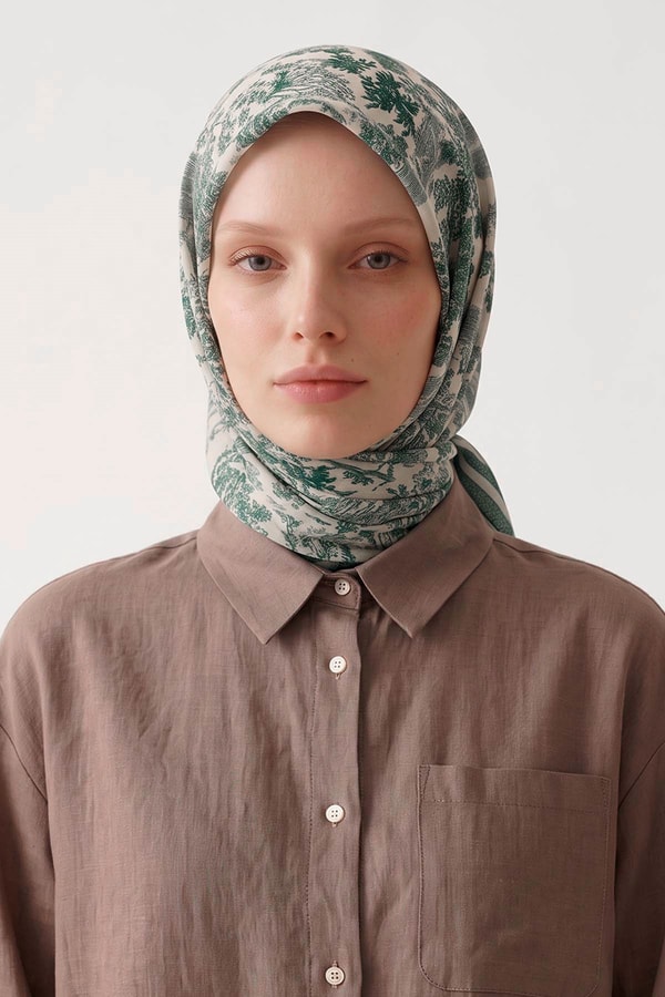 Doğa Desen Elya Eşarp Mint Yeşili