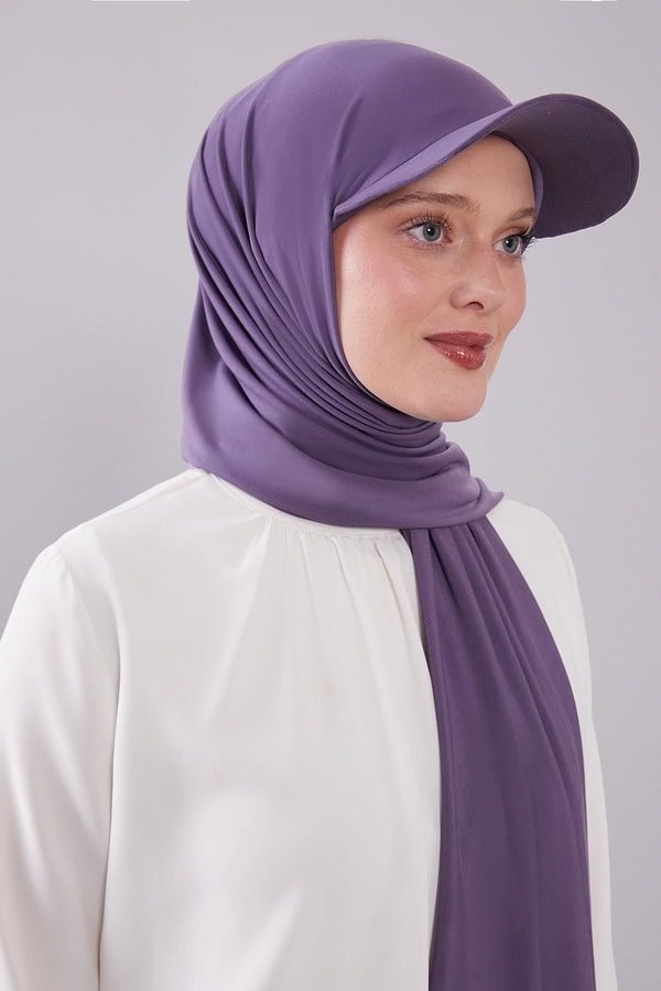 Mor Pratik Şapkalı Şal