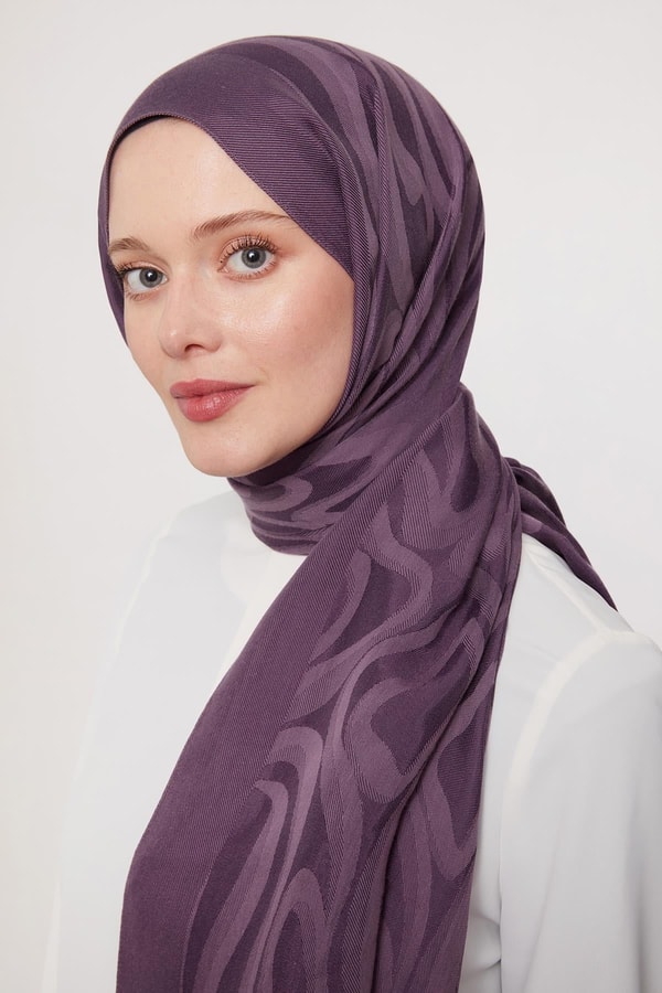 Mor Soyut Desen Grazia Şal