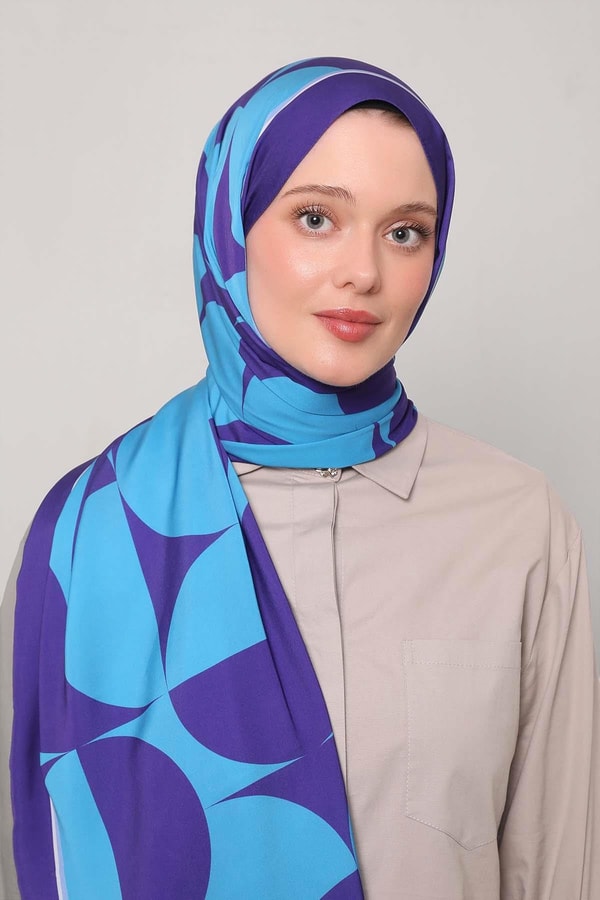 Morcivert Dairesel Desen Club Şal