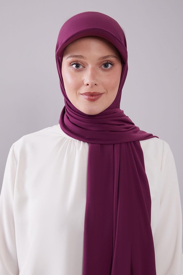 Mürdüm Pratik Şapkalı Şal