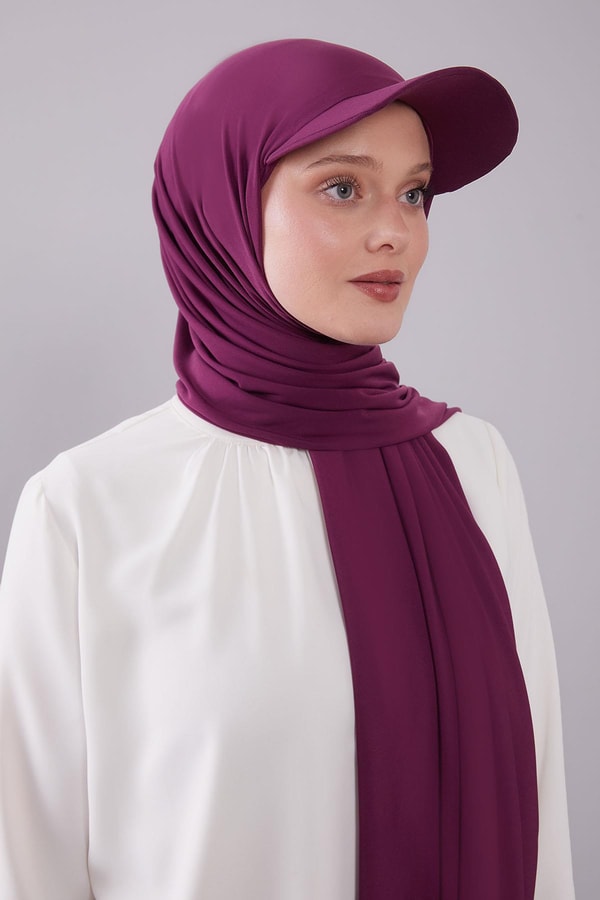 Mürdüm Pratik Şapkalı Şal