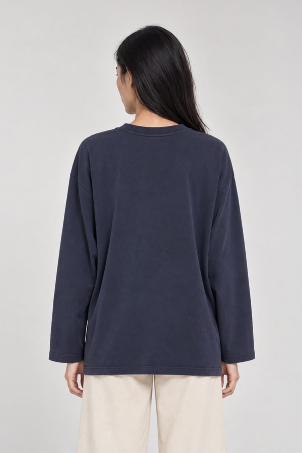 Nakışlı ve Boncuk Detaylı Oversize Sweatshirt İndigo