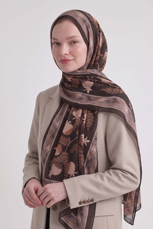 Nar Desenli Royal Şal Camel