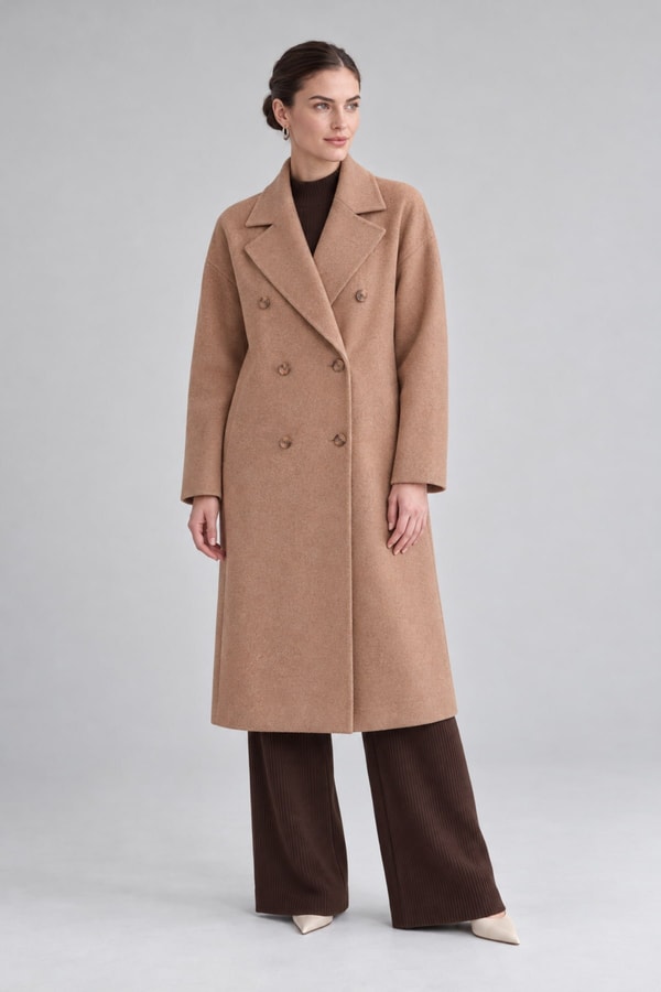 Oversize Astarsız Kaşe Kaban Toprak
