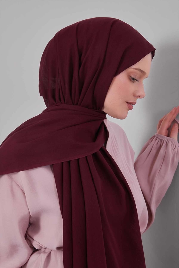 Patlıcan Moru Düz Tensel Şal